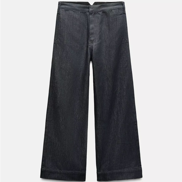 Zara Denim - Zara Wide-Leg Dark Gray Denim Jeans